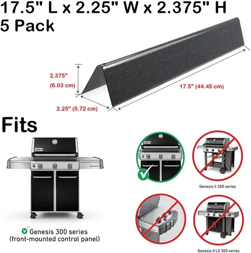 Miniatura 2 de Uniflasy Piezas de parrilla para barras aromatizadoras Weber Genesis para Genesis serie 300, acero de porcelana de 17.5 pulgadas para placas