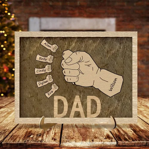 Miniatura 2 de regalo del día del padre, regalo de papá personalizado, puño personalizado firma de la huella de mano, cumpleaños del abuelo. letrero de papá
