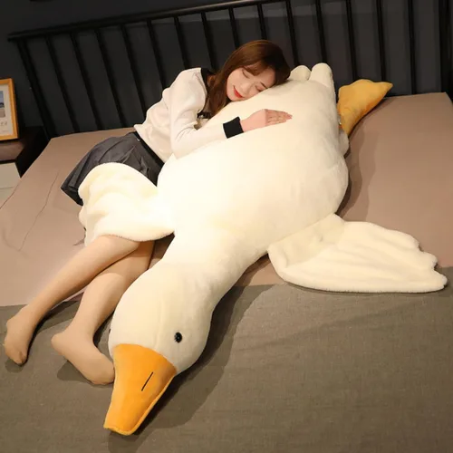 Animal de peluche de ganso gigante, peluche suave blanco de 19.6 pulgadas, lindo juguete de pato de peluche, muñeca de cisne de peluche, almohadas