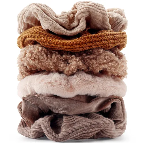 Miniatura 15 de Coleteros Difusos Fuzzy Scrunchies 8 PCS Ligas Negras para el Cabello Lindas Bandas para el Cabello con Piel de Conejo Sintética Ligas Elásticas