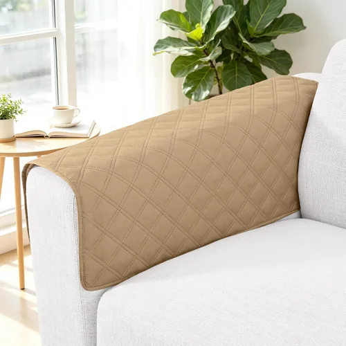 Miniatura 101 de Smiry Funda impermeable para cama de mascota, suave y lavable, para muebles, cama, sofá, reversible, a cuadros (30 x 53 pulgadas, color beige/beige)