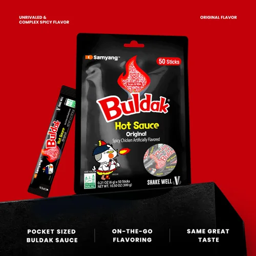 Miniatura 6 de Samyang Buldak - Salsa coreana picante de pollo picante sabor original, auténtica salsa coreana para aperitivos de ramen y inmersión, 0.17 onzas