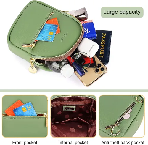 Miniatura 2 de Aeeque Mini mochila para mujer bolsa cruzada de cuero para teléfono bolsa de hombro pequeña Viajar