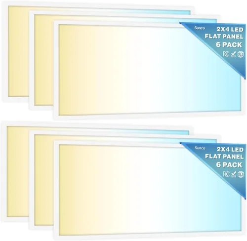 Miniatura 9 de Sunco Paquete de 6 Luces de Panel Plano LED de 1x2, CCT Dual Seleccionable 3500K/4000K/5000K y Potencia Seleccionable 16W/18W/20W, 2000 LM, Triac