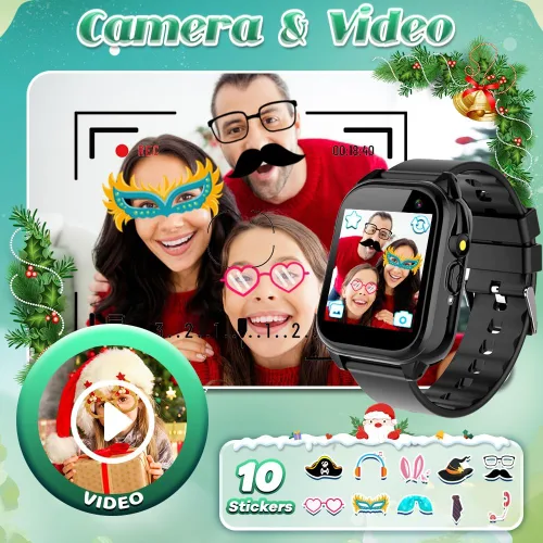 Miniatura 5 de Tywop Reloj inteligente impermeable para niños y niñas de 3 a 12 años, juguetes de aprendizaje con 26 juegos, cámara, video, pantalla táctil