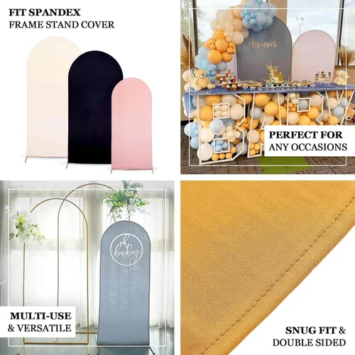 Miniatura 4 de Efavormart Juego de 3 Fundas de Arco de Boda de Spandex Lavanda Mate Ajustadas para Soportes de Telón de Fondo Chiara de Parte Superior Redonda