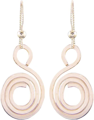 Miniatura 6 de Bonitos aretes colgantes geométricos con círculos en espiral rellenos de oro amarillo de 14 quilates, idea de regalo divertida para mujer (dorado)
