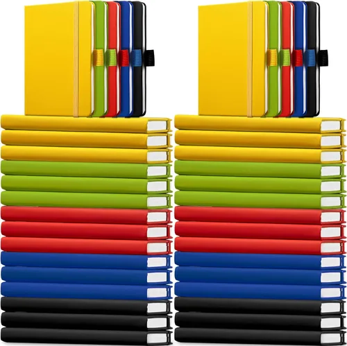 Miniatura 25 de Laumoi Paquete de 40 cuadernos de bolsillo, tamaño A6, mini diario de tapa dura, cuadernos forrados de cuero PU de 3.5 x 5.5 pulgadas, bloc de notas