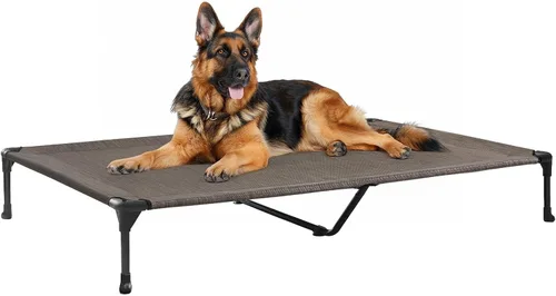 Miniatura 27 de Veehoo Outdoor Elevated Dog Bed for Large Dogs, Cooling Raised Dog Cot Off Ground Hammock Pet Beds with Breathable Mesh, No-Slip Feet, 50"x32