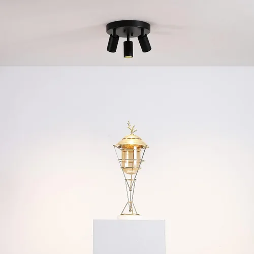 Miniatura 4 de Shura - Lámpara de techo LED redonda integrada de 3 luces negras con cabezales giratorios, luz de techo ajustable de montaje empotrado, 3000 K, 1365