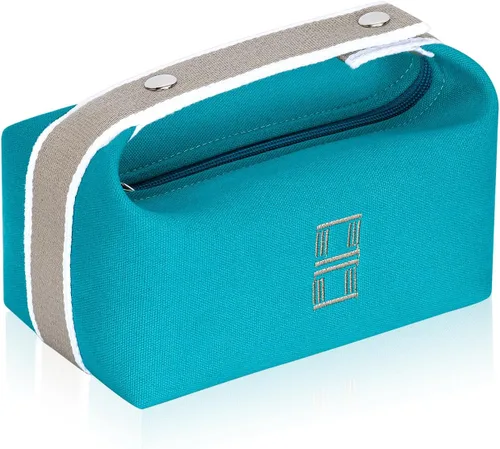 Miniatura 7 de Bolsa de maquillaje de moda para mujer, bolsa de viaje de lona naranja y roja, organizador de cosméticos colgante para mujer