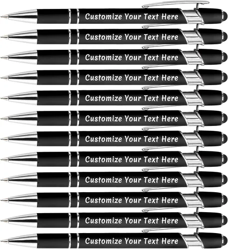 Miniatura 60 de Aolun 108 bolígrafos personalizados al por mayor con stylus grabado, bolígrafos personalizados, metal suave al tacto, grabado de nombre, logotipo