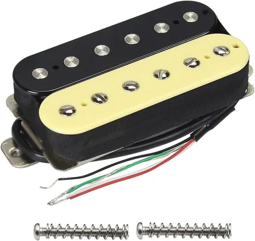 Miniatura 12 de FLEOR Alnico 5 Pastillas de Guitarra Doble Bobina Humbucker Juego de Cuello y Puente Blanco