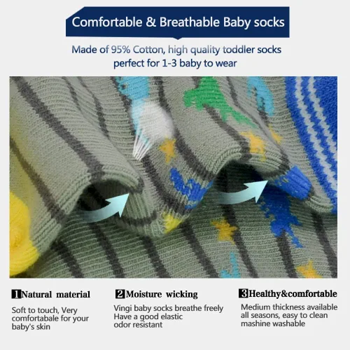 Miniatura 5 de Calcetines SkiBeaut para niño 12 pares de calcetines antideslizantes para niño calcetines de algodón con adherencia para niños de 1-3 3-5 5-7 años