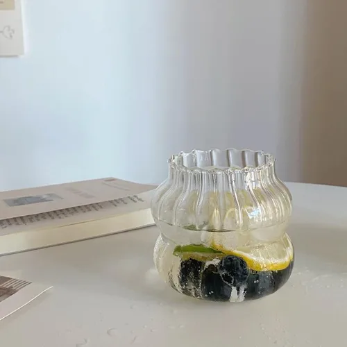 Miniatura 6 de Charque 2 vasos acanalados para beber vasos vintage para whisky, cóctel, jugo, cerveza, vino, té, licuado de soda, tazas de café helado