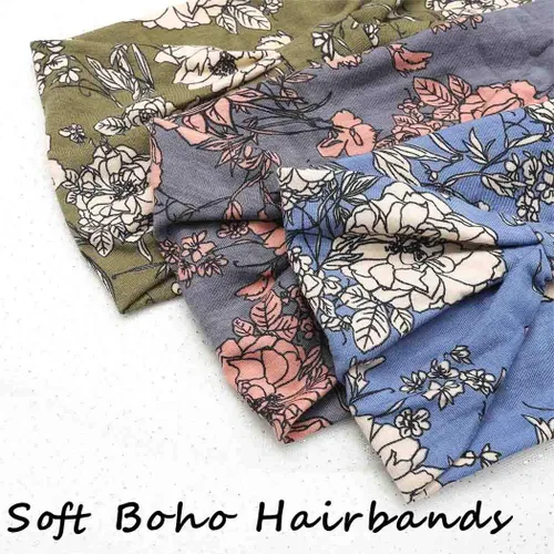 Miniatura 8 de Yeshan Diademas bohemias bandeau para mujeres, diadema ancha tipo bandana con nudo, pañuelo para el cabello con estampado floral, bandas africanas