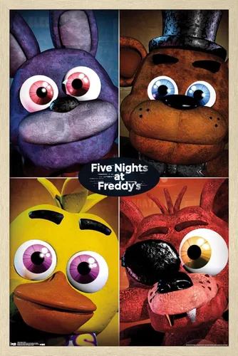 Miniatura 9 de Trends International Five Nights at Freddy's - Póster de pared cuádruple, 14.725 x 22.375 pulgadas, versión con marco de madera tipo granero