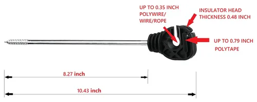 Miniatura 2 de Esgrima eléctrica Premium Stand Off/brazo largo Aislador multiusos para Polywire/Polytape/Cuerda/Alambre PK10