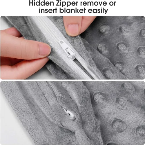 Miniatura 2 de Funda de edredón Acdyion extraíble, para mantas pesadas, diseño de lunares con 8 lazos, súper suave A (gris)