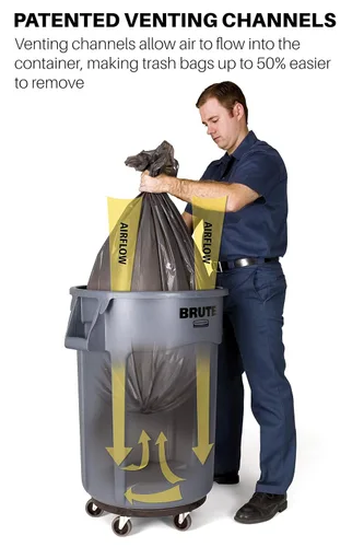 Miniatura 6 de Rubbermaid Commercial Products BRUTE - Contenedor de basura/residuos redondo de trabajo pesado, 10 galones, rojo, contenedor de desechos