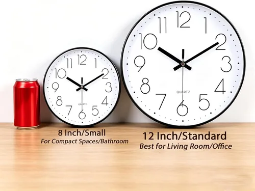 Miniatura 5 de jomparis - Reloj de pared moderno y redondo de 12 pulgadas, silencioso, sin hacer tictac, funciona con pilas, decorativo, de cuarzo, para oficina