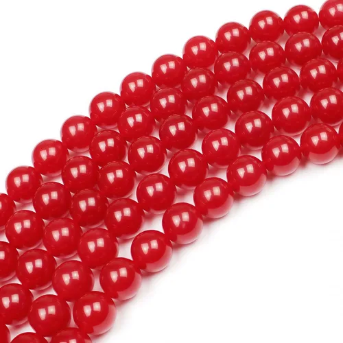 Miniatura 5 de MJDCB Cuentas sueltas redondas de jade rojo natural para hacer joyas, pulseras y collares DIY (6mm)
