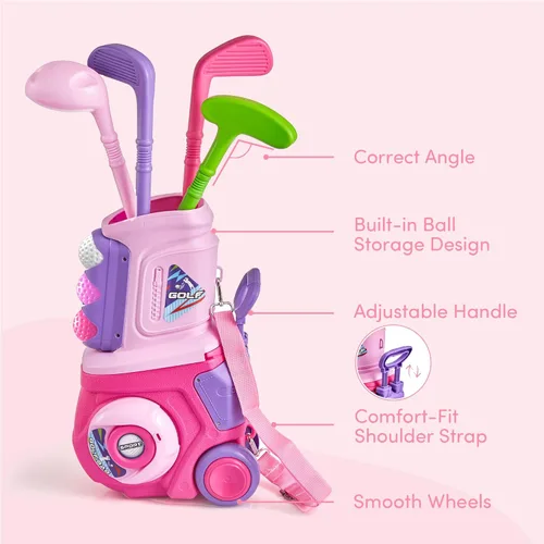 Miniatura 3 de PJG Juego de palos de golf para niños pequeños, palos de golf de plástico para niños de 1, 2, 3, 4, 5 años con 4 palos de golf y 10 pelotas