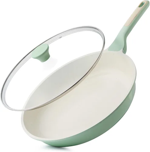 Miniatura 10 de SENSARTE Sartén antiadherente con tapa, sartén para tortilla con tapa, sartén de chef para cocina saludable, sartén antiadherente de cocina, libre