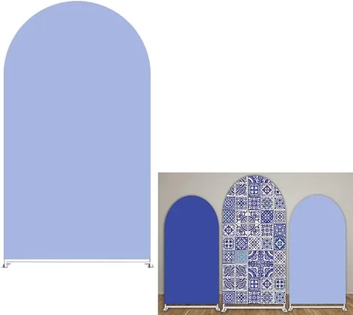 Miniatura 12 de Fundas de fondo de arco de porcelana, decoración de fiesta mediterránea, azulejos azules arqueados para fotografía, cubiertas de soporte