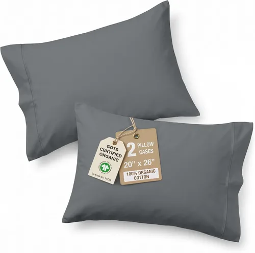 Miniatura 47 de Lane Linen - Juego de 2 fundas de almohada, 100% algodón orgánico puro, tamaño king, color amarillo claro/vainilla (20 x 36 pulgadas)