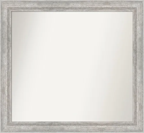 Miniatura 309 de Amanti Art Espejo de baño plateado para sobre fregadero, 23 x 23 pulgadas, espejo cuadrado plateado en ángulo, marco de madera moderno medio, se