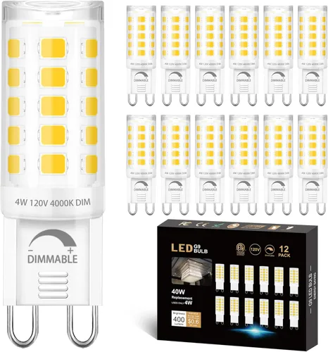 Miniatura 17 de Winshine - Paquete de 10 bombillas LED regulables de 2700 K blanco suave, 4 W (reemplazo de bombilla halógena de 40 W) con casquillo G9, forma T4