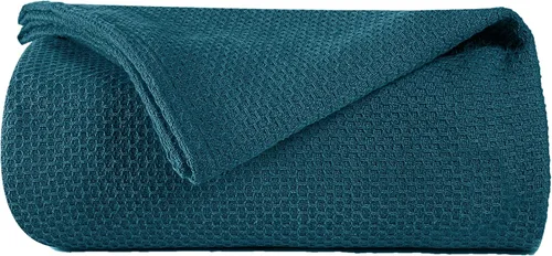 Miniatura 16 de BOUTIQUO - Manta para cama 100% algodón, térmica transpirable, tamaño Full - Queen, suave manta de nido de abeja 90"x90", manta de cama de algodón