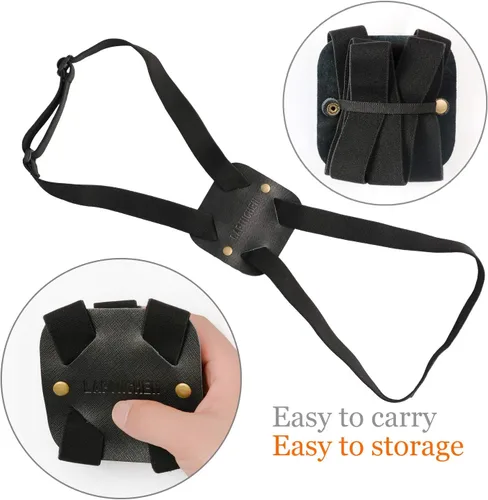 Miniatura 2 de Correas elásticas para equipaje hechas de cuero auténtico un accesorio de maleta de viaje ajustable y portátil negro