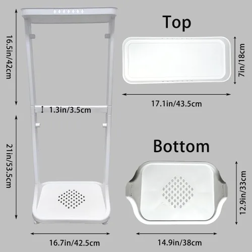 Miniatura 3 de Cesta de lavandería para baño, cesta de almacenamiento de ropa multicapa, estante de cocina simple, soporte de frutas (2 capas)