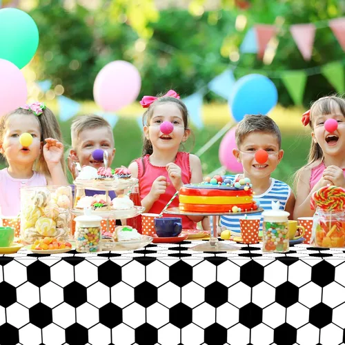 Miniatura 7 de Tevxj 3 manteles para fiesta de fútbol para decoraciones de cumpleaños de fútbol, desechables, de plástico, fundas de mesa para pelotas deportivas