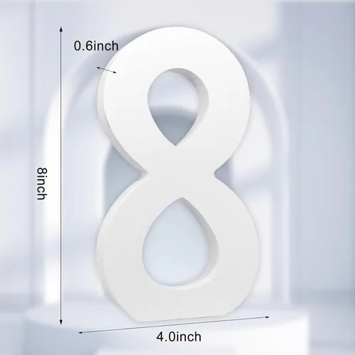 Miniatura 2 de Números de madera blanca de 8 pulgadas, número de madera sin terminar para pared, números decorativos de pie, rebanadas, decoración de tablero
