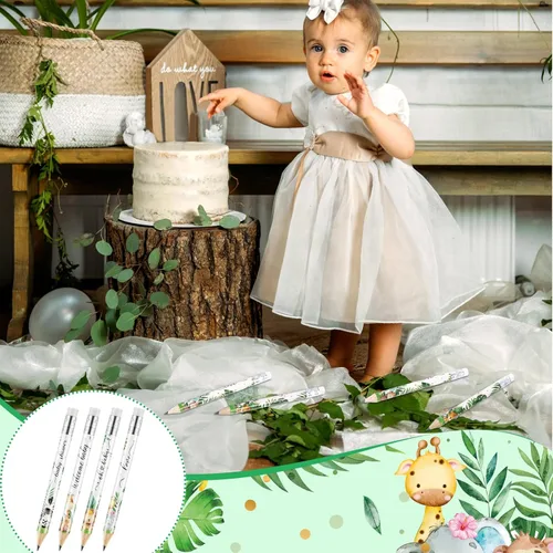 Miniatura 6 de Tinlade 60 lápices de golf de animales de la selva para baby shower con borradores, minilápices afilados para niños pequeños para la escuela