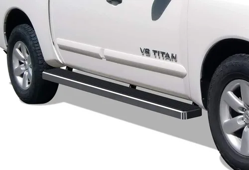Miniatura 16 de APS Estribos de rueda a rueda con recubrimiento en polvo negro de 5 pulgadas, escalones laterales compatibles con Nissan Titan 2004-2025 Crew Cab