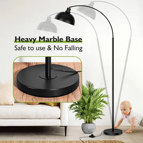 Miniatura 6 de Lámparas de pie de arco para sala de estar, moderna lámpara de pie alta con control remoto, lámpara de pie negra regulable continua con pantalla