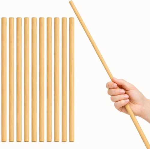 Miniatura 11 de 10 varillas de bambú de 1/2 pulgadas x 48 pulgadas de largo, clavijas redondas de madera para manualidades, proyectos escolares, palos de madera