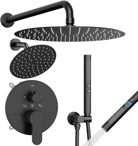 Miniatura 23 de Shower Faucet Set Brushed Nickel Shower System, Dual Head Shower Set STARBATH 12'' Ceiling Mount and 6''Wall Mount Rainfall Shower Systems with