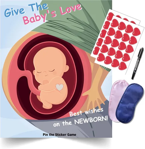 Juegos de baby shower, recuerdos de fiesta, pin the heart en los juegos del bebé, decoraciones de baby shower, suministros de fiesta de cumpleaños