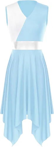 Miniatura 28 de easyforever Vestido de baile sin mangas con bloques de color para mujer, alabanza litúrgica, ropa de baile lírico, vestido de bata de adoración