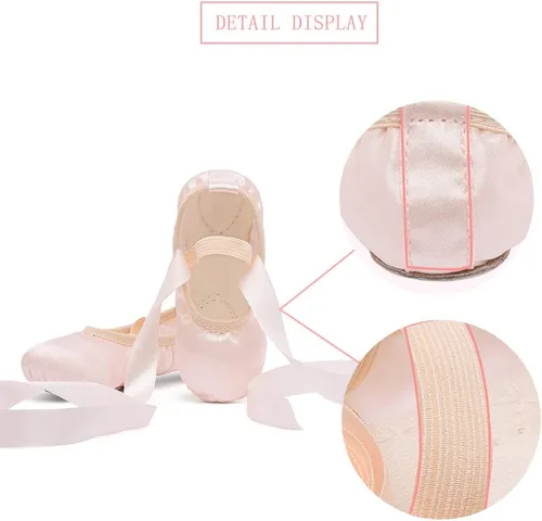 Miniatura 5 de Stelle Zapatos de ballet para niñas pequeñas, zapatillas de ballet de saténpurpurina para bailar (bebépequeñoniños grandes)