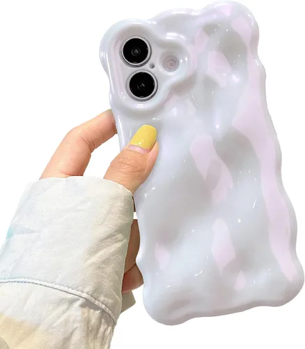 Miniatura 65 de XIZYO Funda para iPhone 13 de 6.1 pulgadas, bonito patrón de ondas, estético, 3D, rizado, ondulado, chapado en purpurina, para mujeres y niñas, Azul