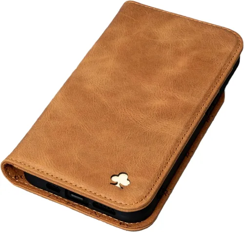 Porter Riley - Funda de cuero para iPhone 11 (6.1 pulgadas). Funda de piel auténtica con soporte de cuero genuino de primera calidad con ranuras
