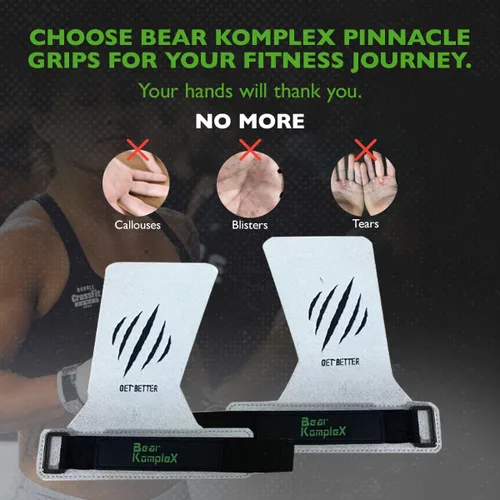 Miniatura 5 de Bear KompleX No Hole Pinnacle Hand Grips for Workouts, Pull-ups, Weightlifting, WOD Gymnastics, Crosstraining Palm Grips with Wrist Wraps, Hand