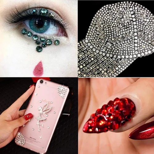 Miniatura 6 de Massive Beads Más de 9500 diamantes de imitación termoadhesivos redondos de vidrio con parte trasera plana para hacer tú mismo con 1 pinza y 1 12