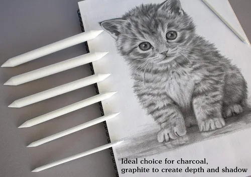 Miniatura 2 de N NOROCME 12 piezas de difuminos y tortillones mezcladores de arte en papel con sacapuntas de papel de lija y puntero para estudiante artista